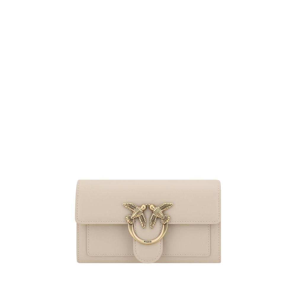 Beige Calf Leather Bos Taurus Shoulder Bag PINKO