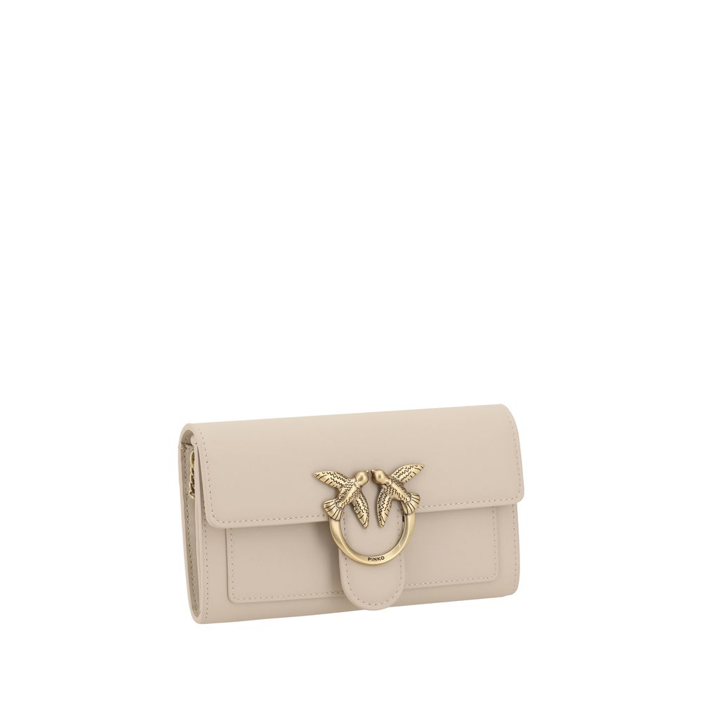 Beige Calf Leather Bos Taurus Shoulder Bag PINKO