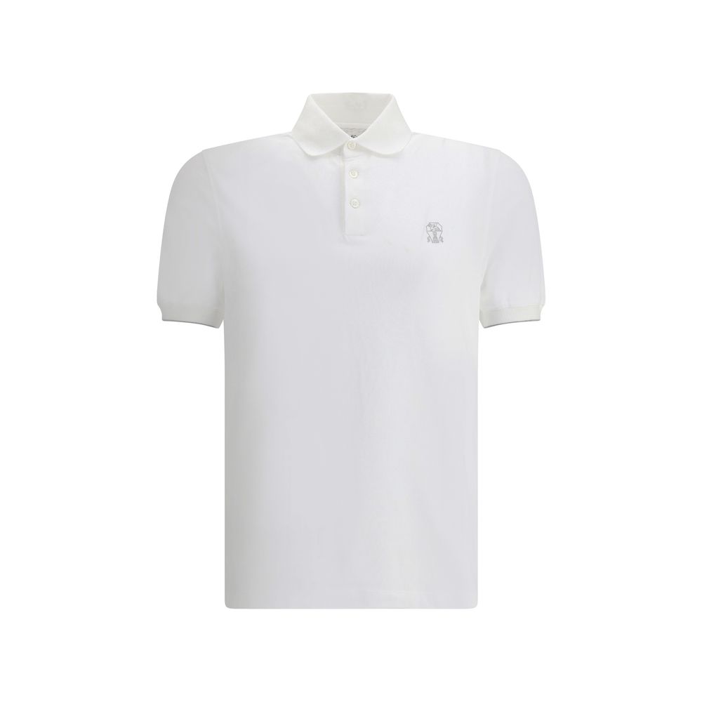 White Cotton Polo Shirt Brunello Cucinelli
