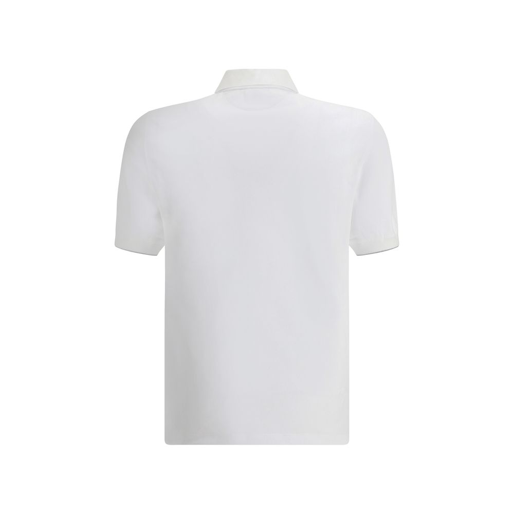 White Cotton Polo Shirt Brunello Cucinelli