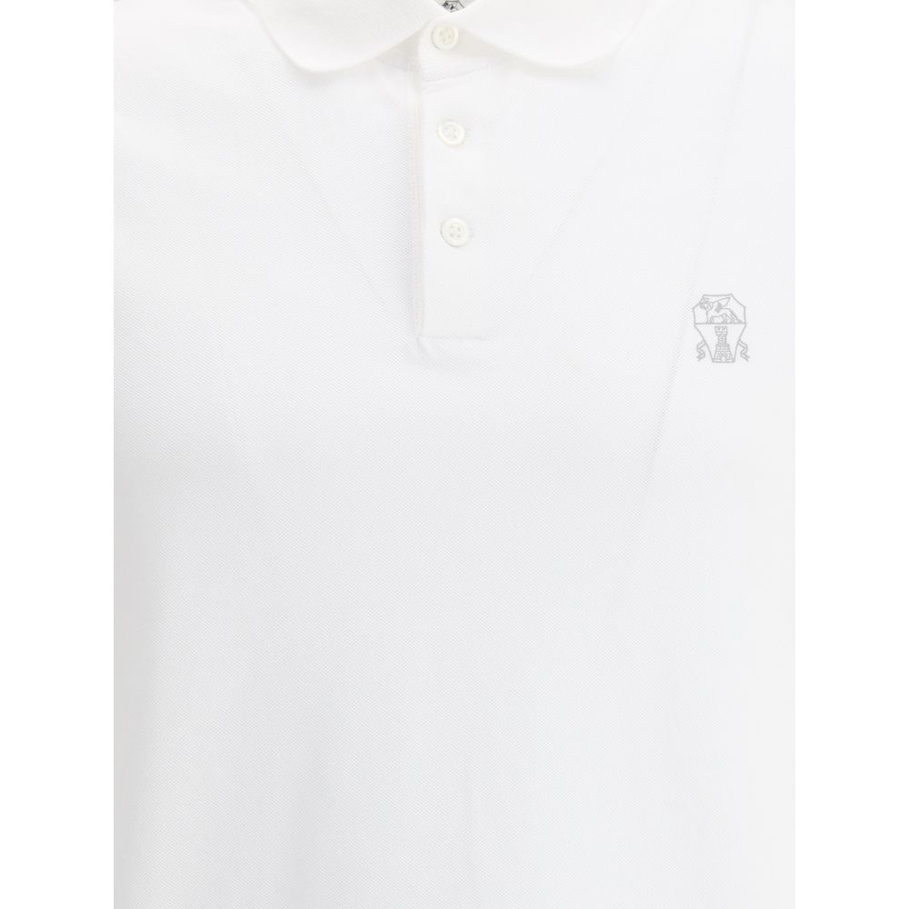 White Cotton Polo Shirt Brunello Cucinelli