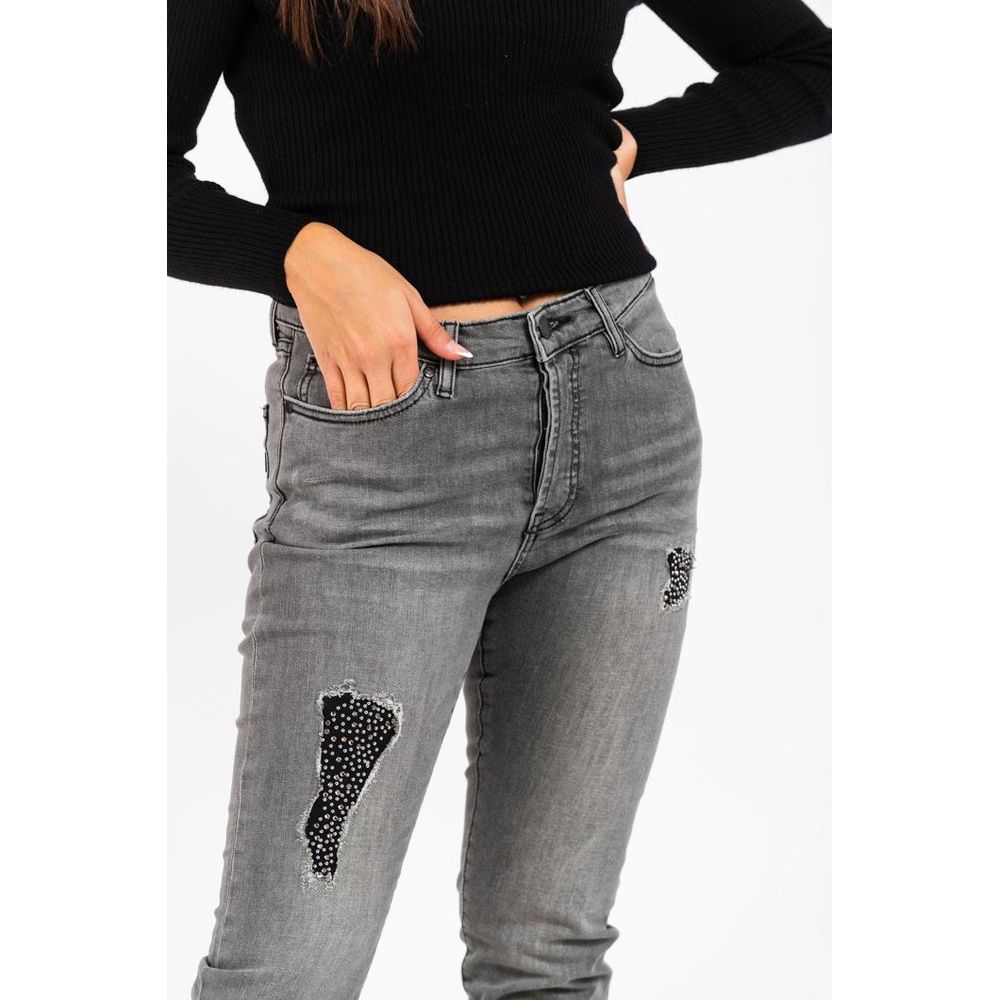 Gray Cotton Straight-Leg Jeans