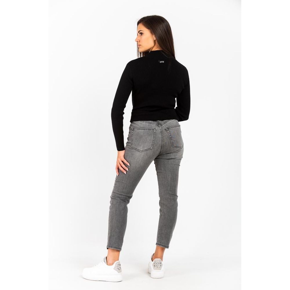 Gray Cotton Straight-Leg Jeans