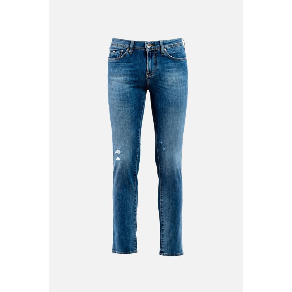 Blue Cotton Straight-Leg Jeans