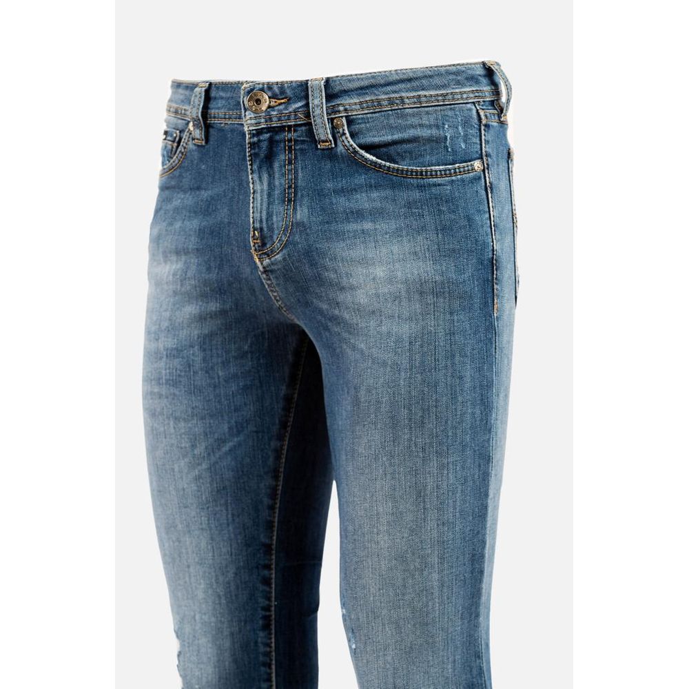 Blue Cotton Straight-Leg Jeans