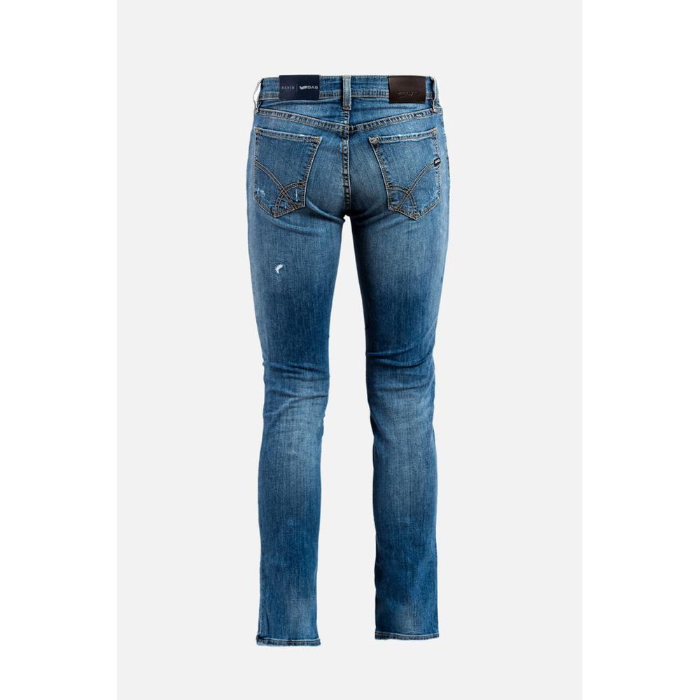 Blue Cotton Straight-Leg Jeans