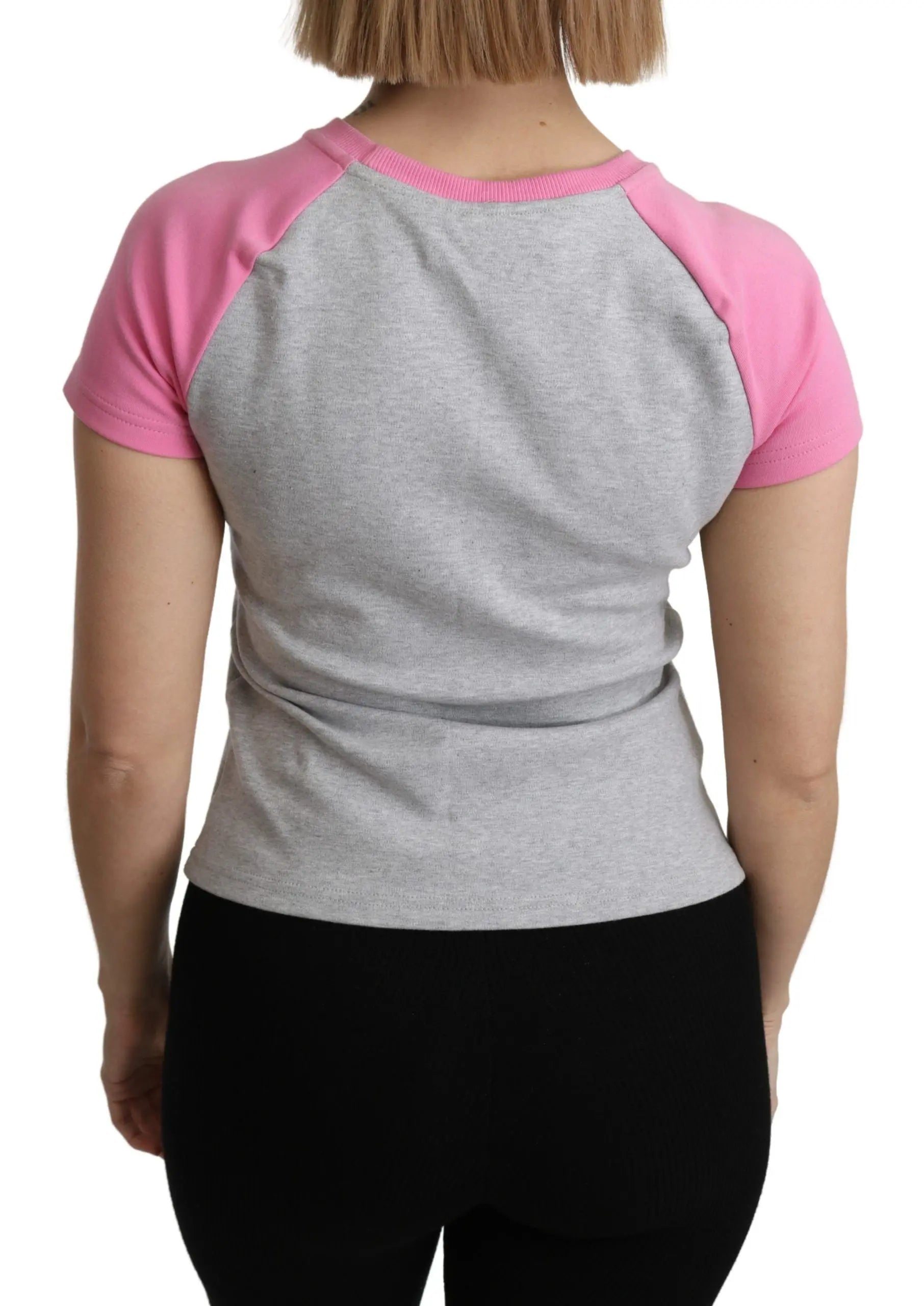 Gray cotton T-shirt with pink raglan sleeves featuring colorful My Little Pony graphic on front.