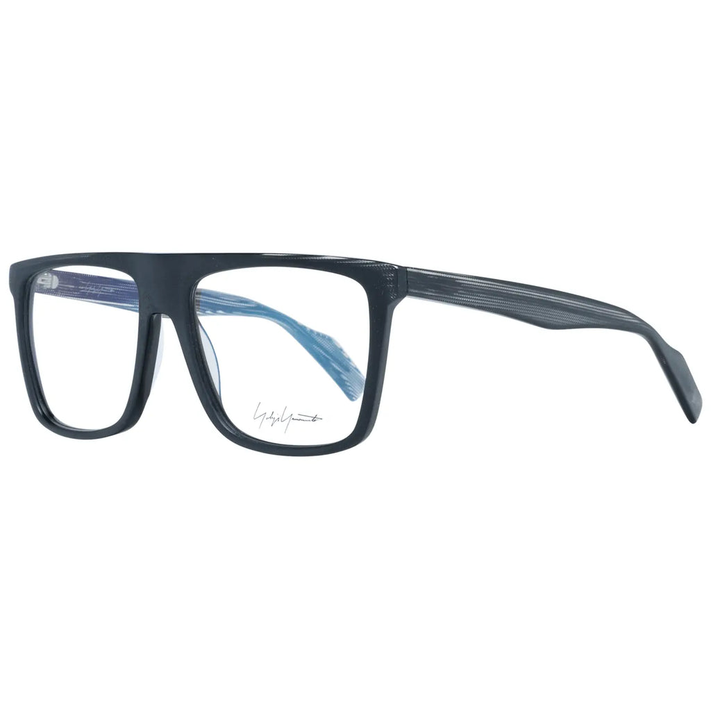 Black rectangular plastic glasses frames with signature detail on the lens and solid temples.