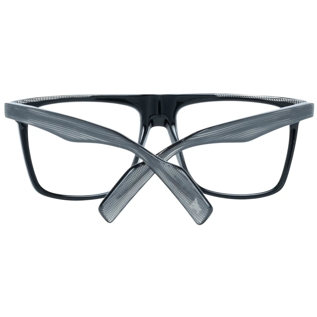 Black rectangular plastic glasses frames with signature detail on the lens and solid temples.