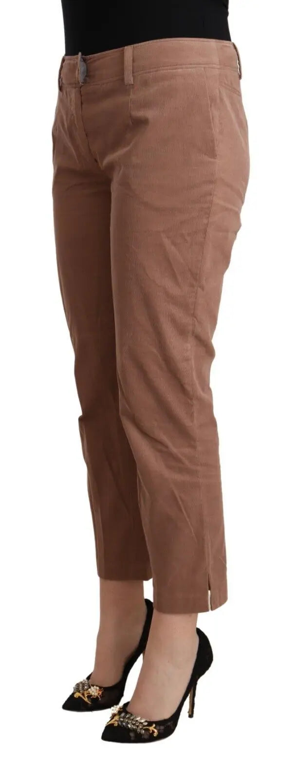 Brown Cotton Tapered Cropped Pants Costume National