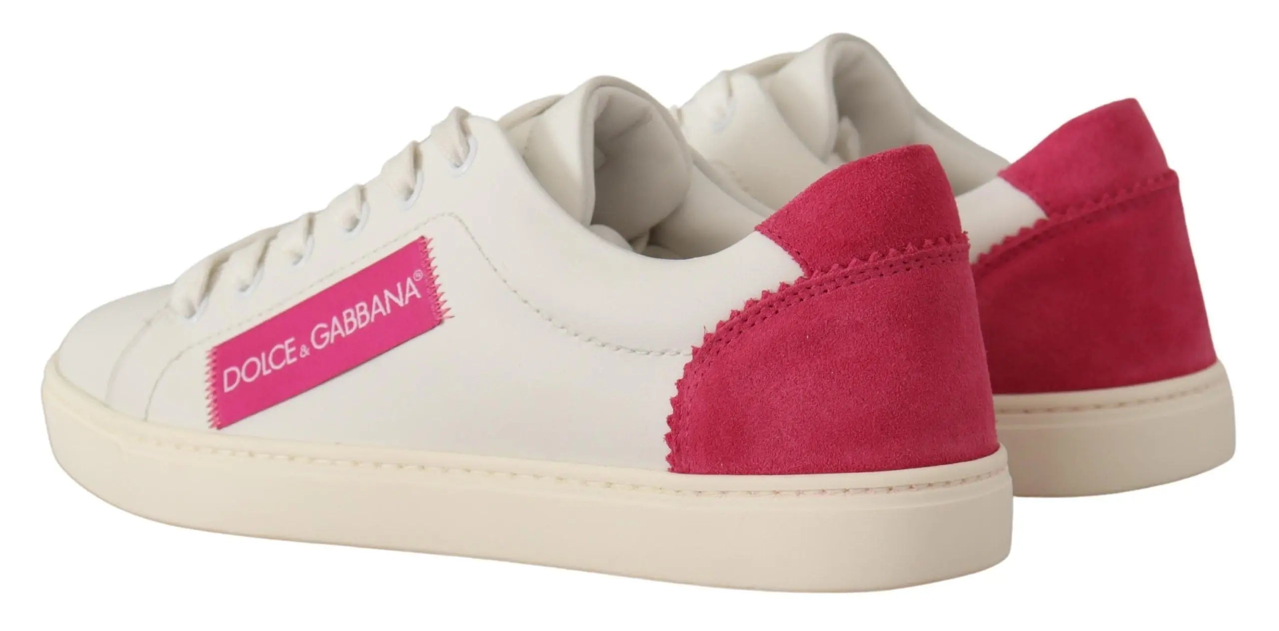 White Pink Leather Low Top Sneakers Womens Shoes Dolce & Gabbana