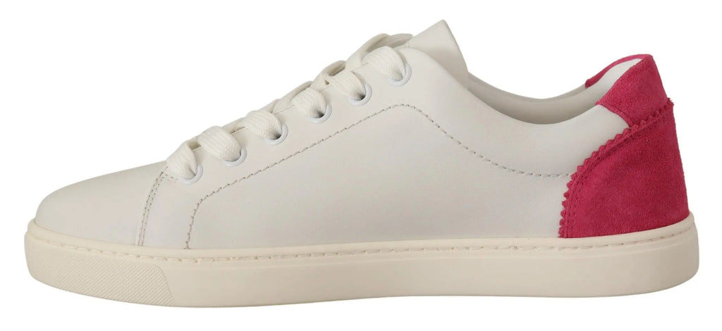 White Pink Leather Low Top Sneakers Womens Shoes Dolce & Gabbana
