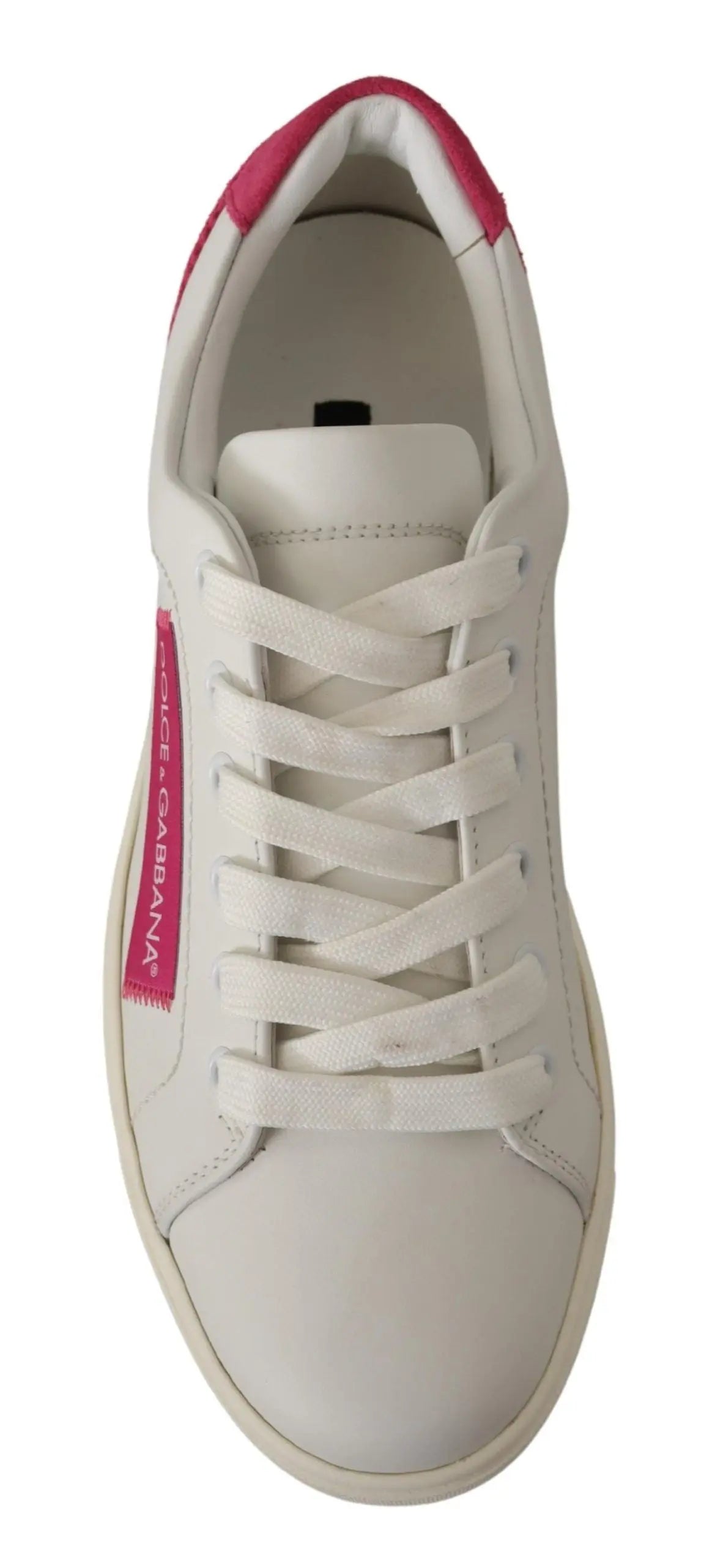 White Pink Leather Low Top Sneakers Womens Shoes Dolce & Gabbana
