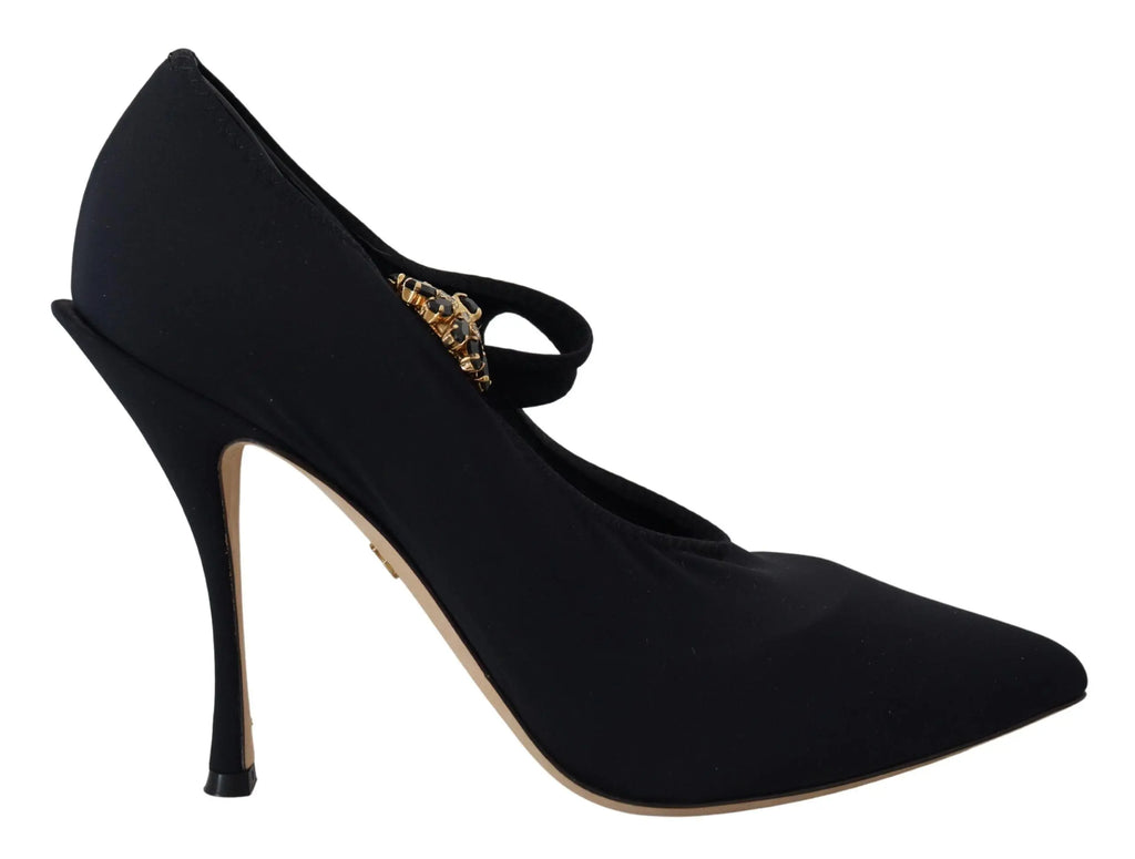 Black Socks Stretch Crystal Pumps Shoes Dolce & Gabbana