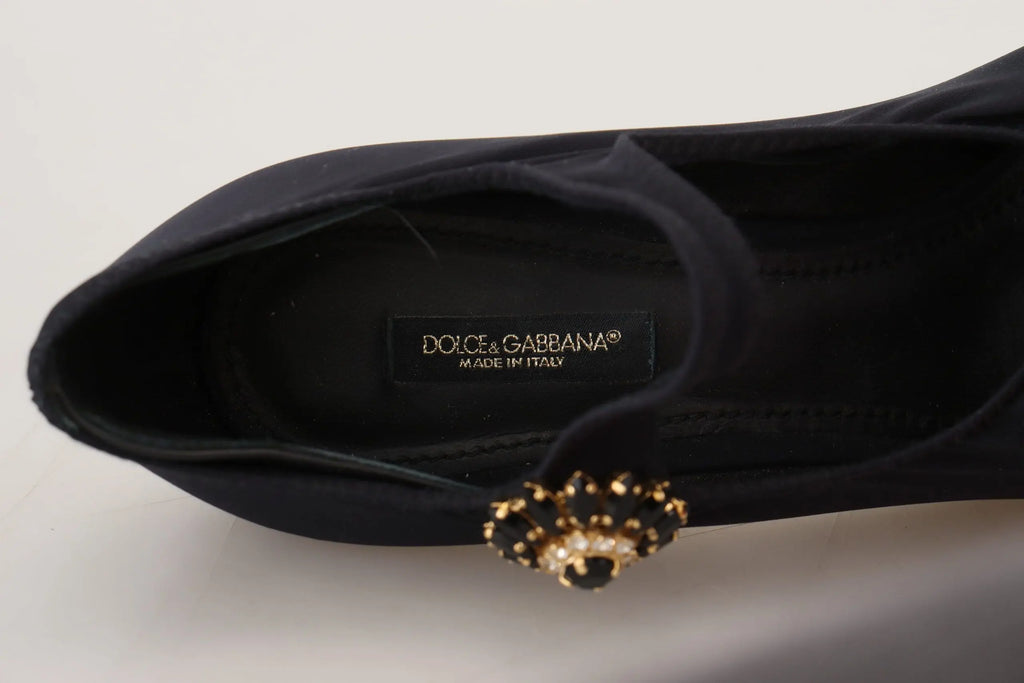 Black Socks Stretch Crystal Pumps Shoes Dolce & Gabbana