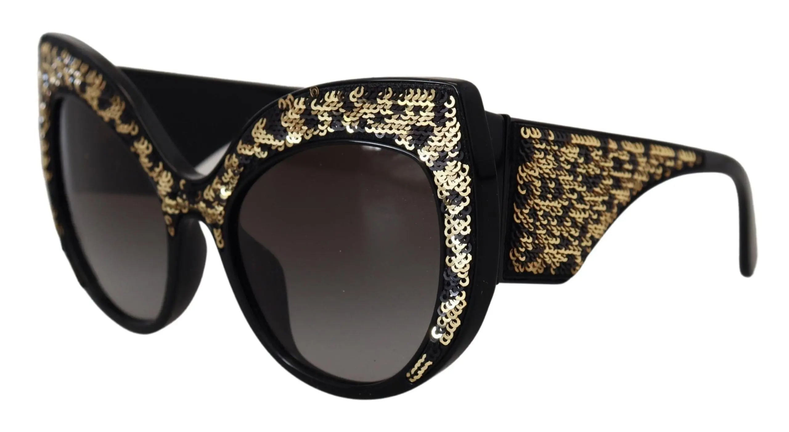 Black Gold Sequin Butterfly Polarized DG4326 Sunglasses Dolce & Gabbana