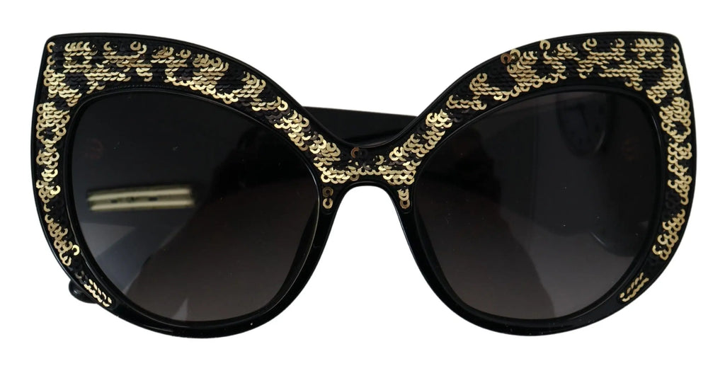 Black Gold Sequin Butterfly Polarized DG4326 Sunglasses Dolce & Gabbana