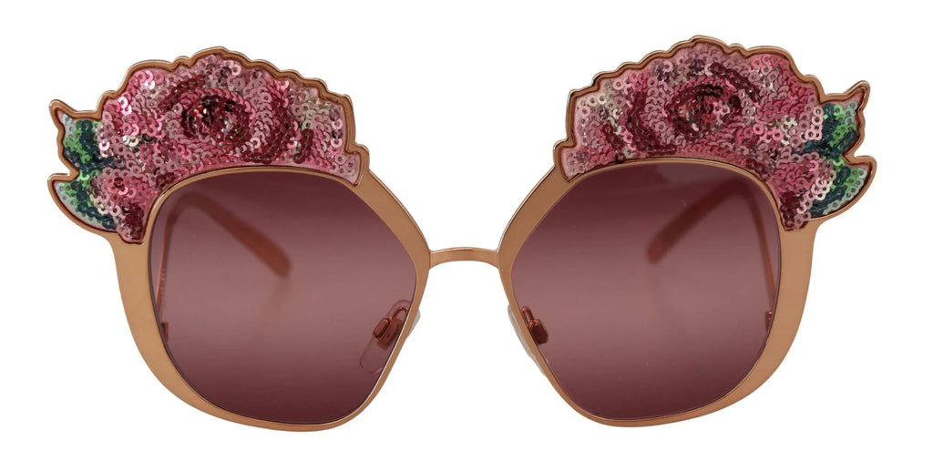 Pink Gold Rose Sequin Embroidery DG2202 Sunglasses Dolce & Gabbana