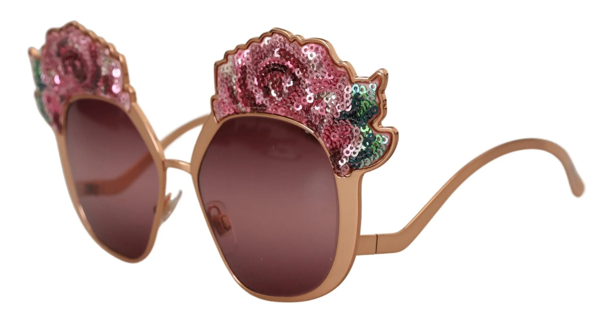 Pink Gold Rose Sequin Embroidery DG2202 Sunglasses Dolce & Gabbana