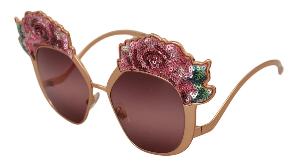 Pink Gold Rose Sequin Embroidery DG2202 Sunglasses Dolce & Gabbana