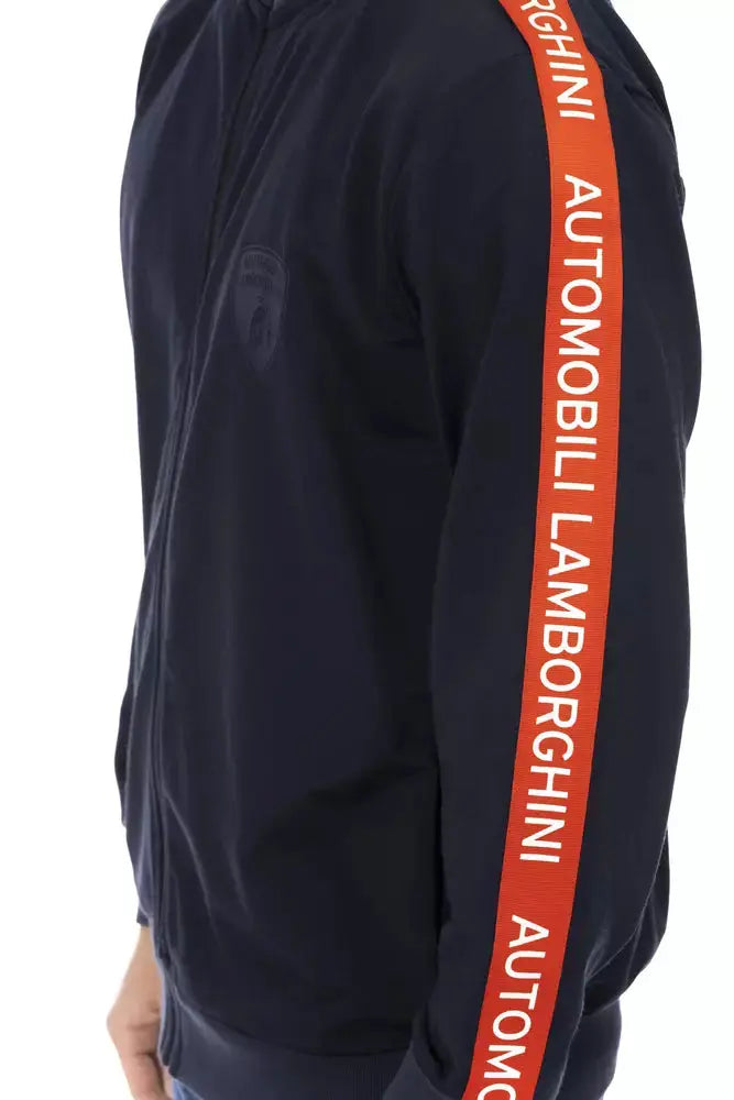 Blue Polyester Men Sweatshirt Automobili Lamborghini