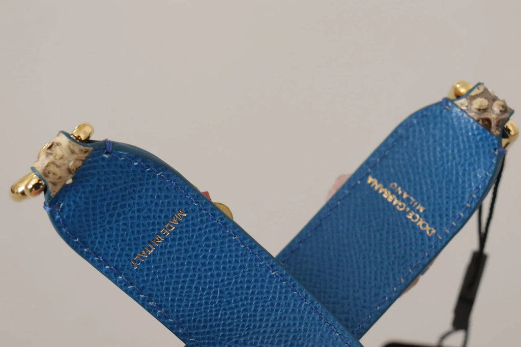 Beige Python Leather Floral Studded Shoulder Strap Dolce & Gabbana