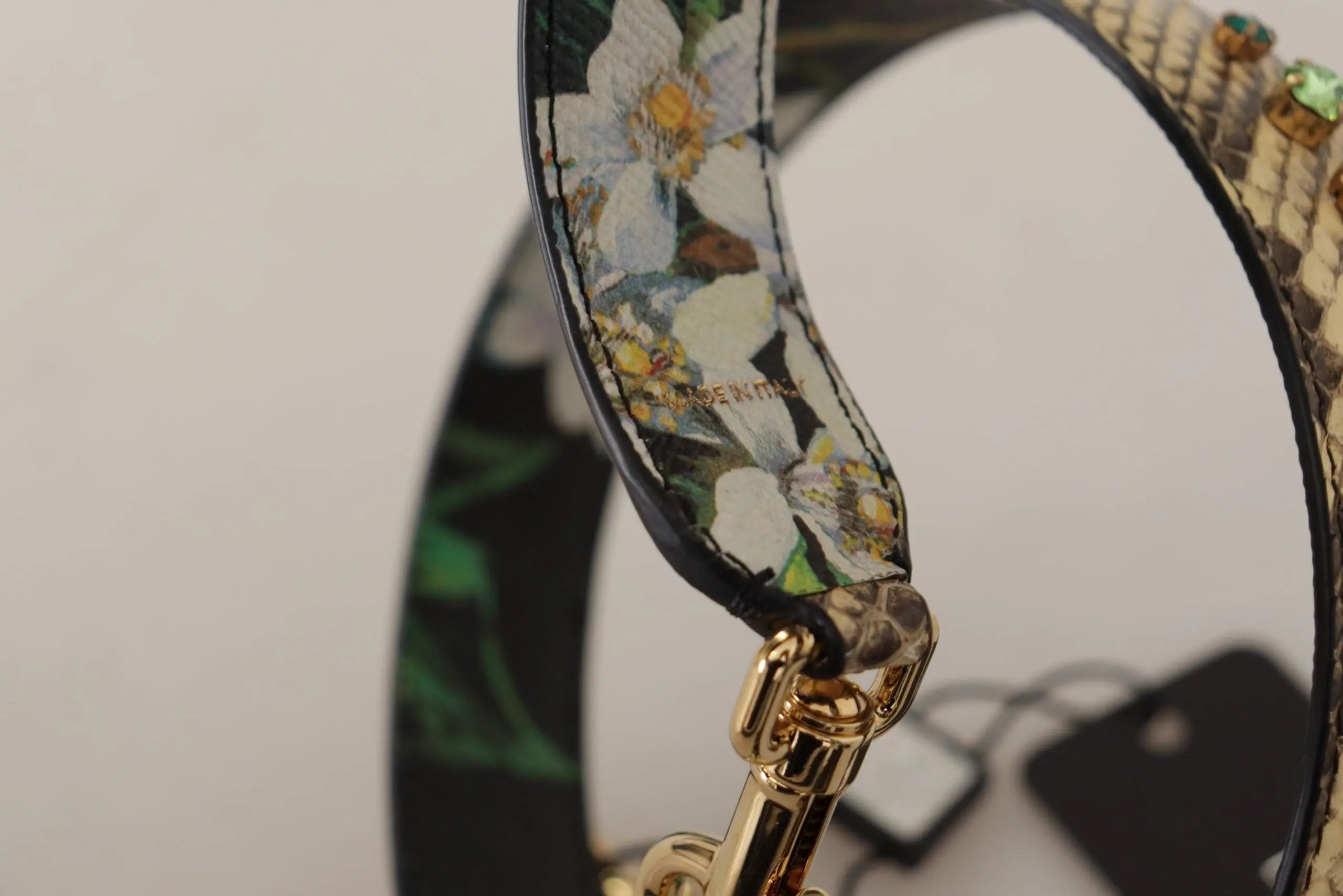 Beige Exotic Leather Crystals Reversible Shoulder Strap Dolce & Gabbana