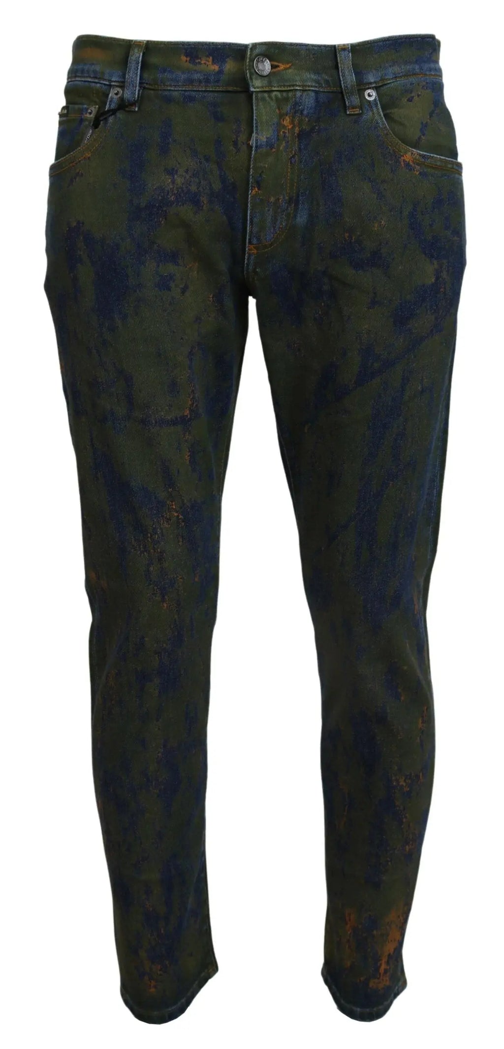 Blue Green Skinny Cotton Denim Jeans Dolce & Gabbana