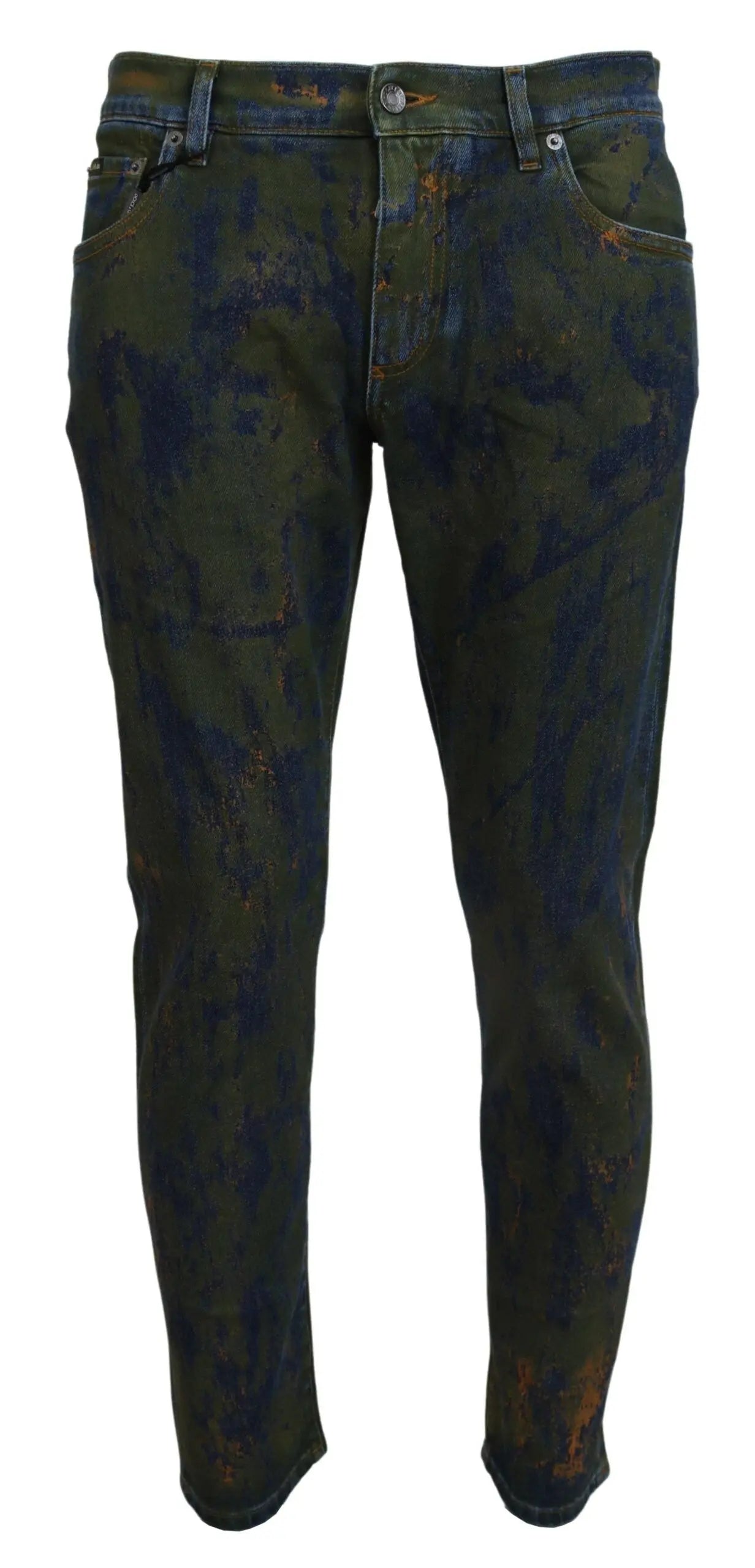 Blue Green Skinny Cotton Denim Jeans Dolce & Gabbana