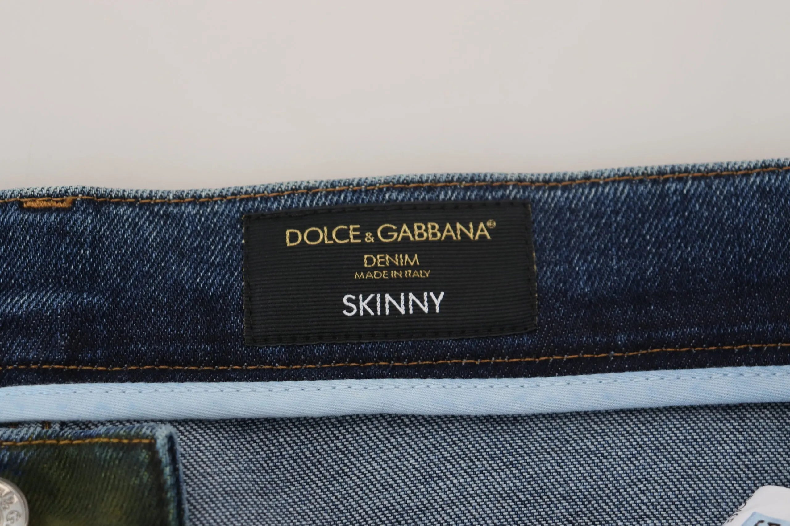 Blue Green Skinny Cotton Denim Jeans Dolce & Gabbana