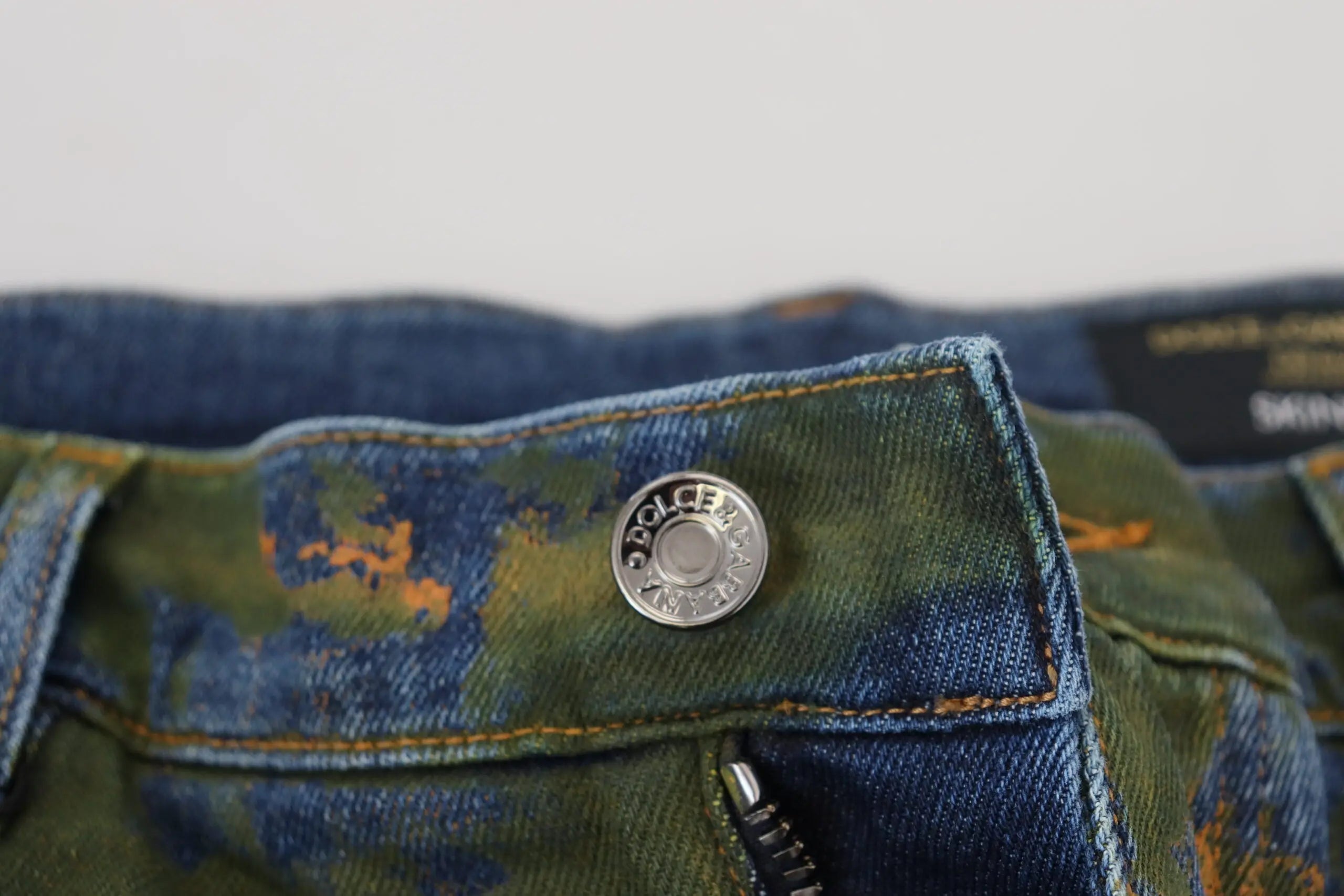 Blue Green Skinny Cotton Denim Jeans Dolce & Gabbana