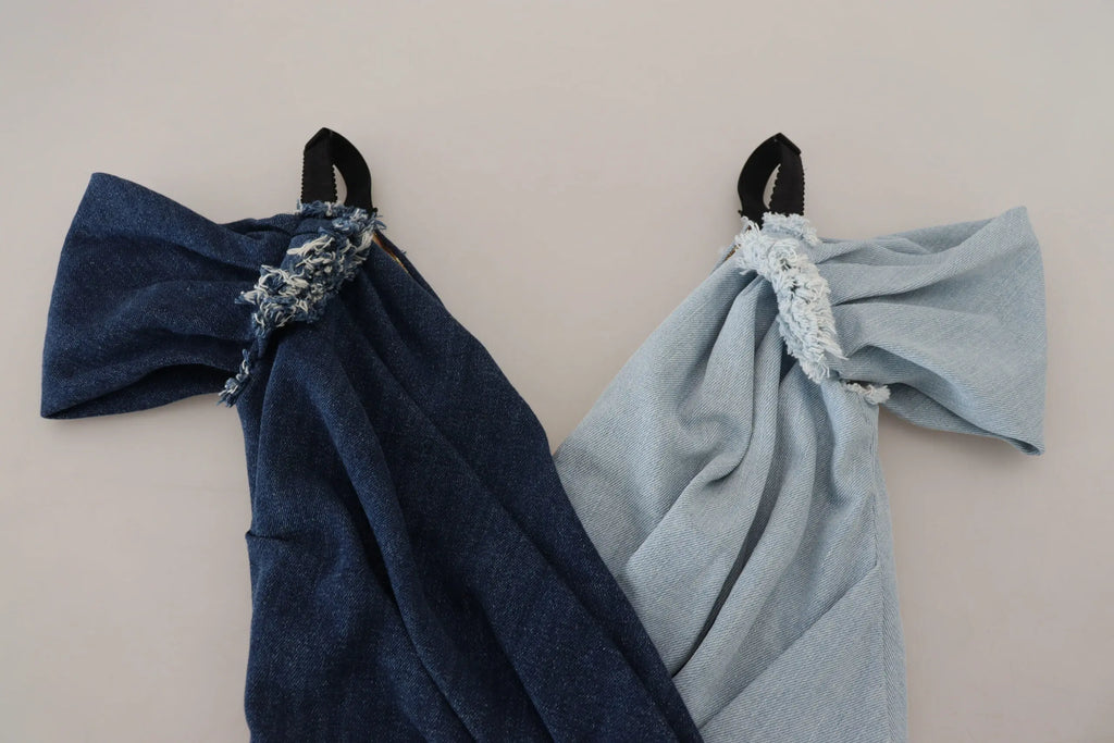 Two Tone Blue Patchwork Denim Mini Dress Dolce & Gabbana