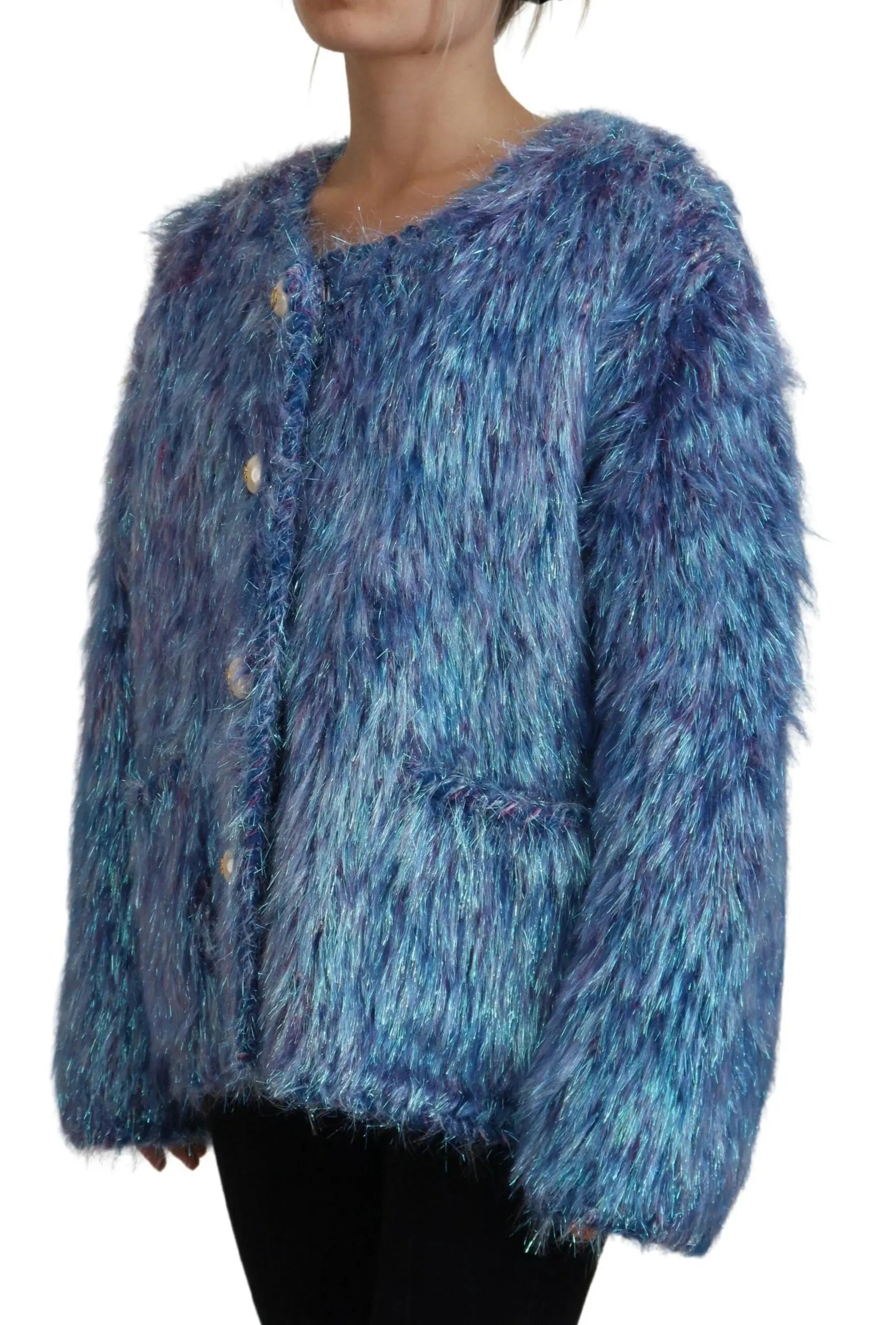 Multicolor Polyester Fringes Coat Jacket Dolce & Gabbana