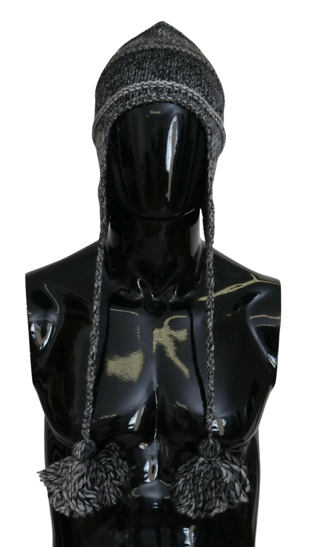 Gray Warm Fleece Ear Flaps Knit Beanie Hat Dolce & Gabbana