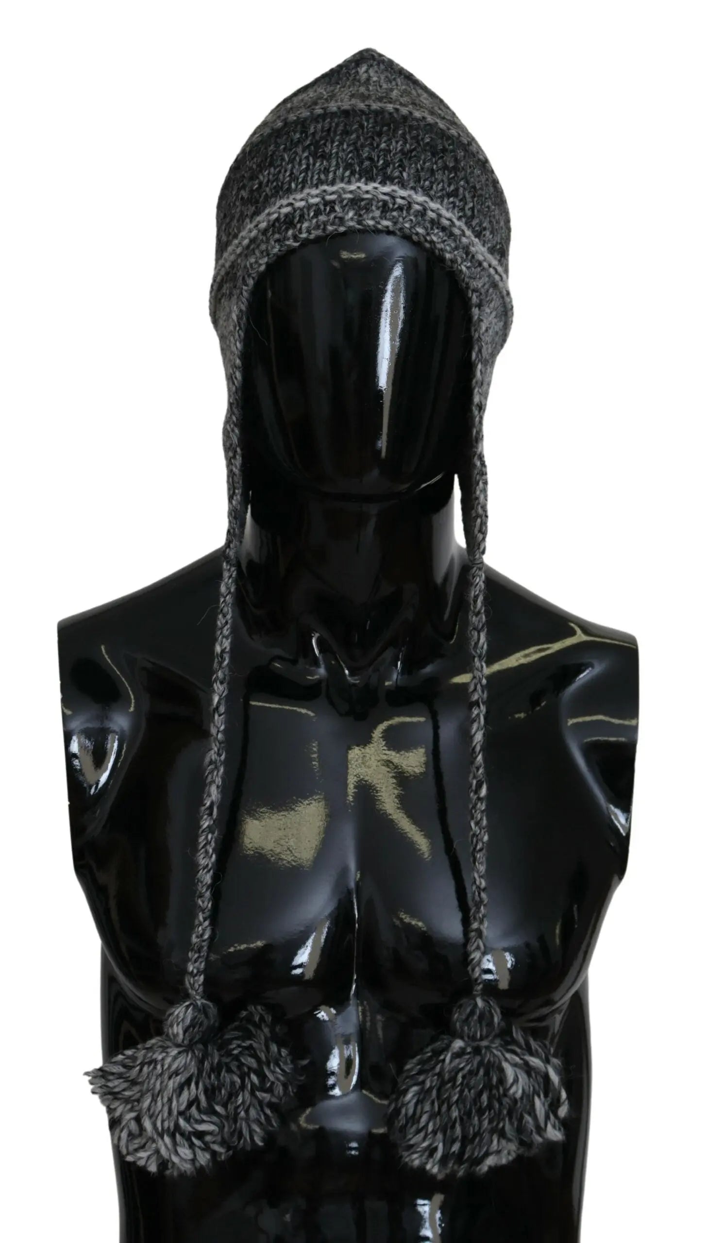 Gray Warm Fleece Ear Flaps Knit Beanie Hat Dolce & Gabbana