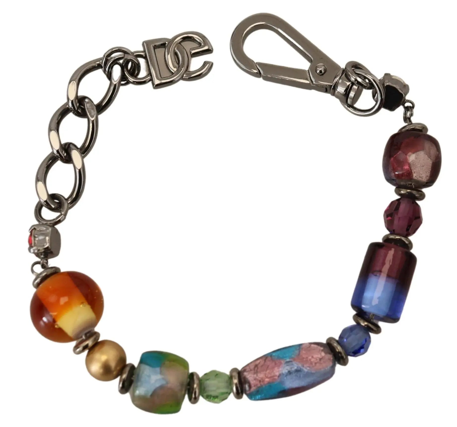 multicolor Silver Chain Brass Beaded Lobster Clasp Bracelet Dolce & Gabbana