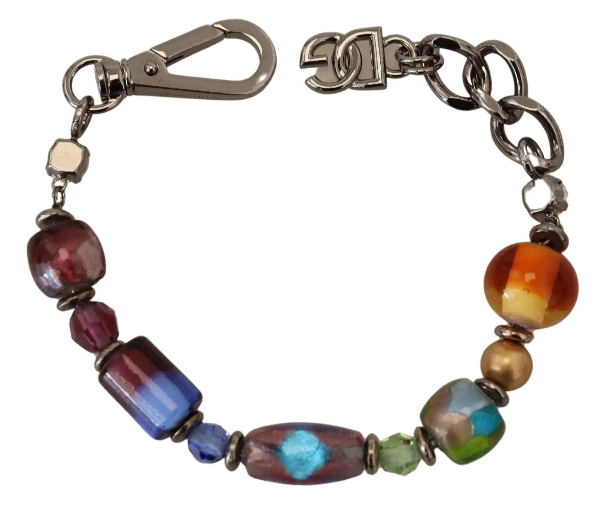 multicolor Silver Chain Brass Beaded Lobster Clasp Bracelet Dolce & Gabbana