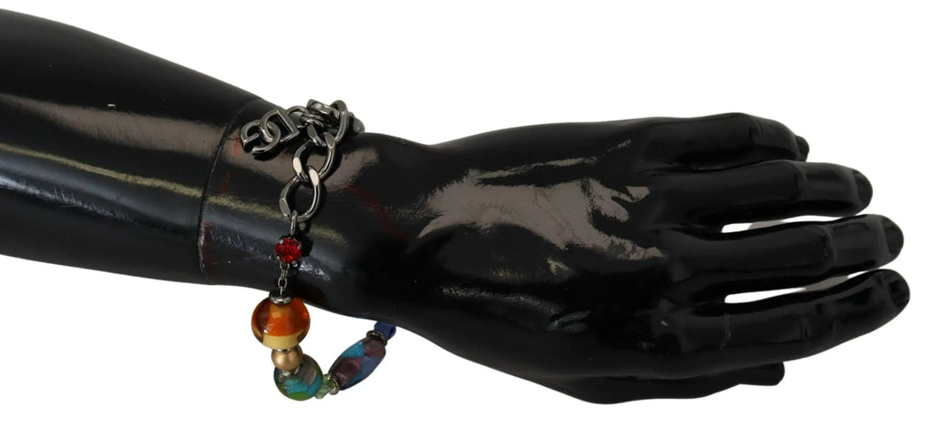 multicolor Silver Chain Brass Beaded Lobster Clasp Bracelet Dolce & Gabbana
