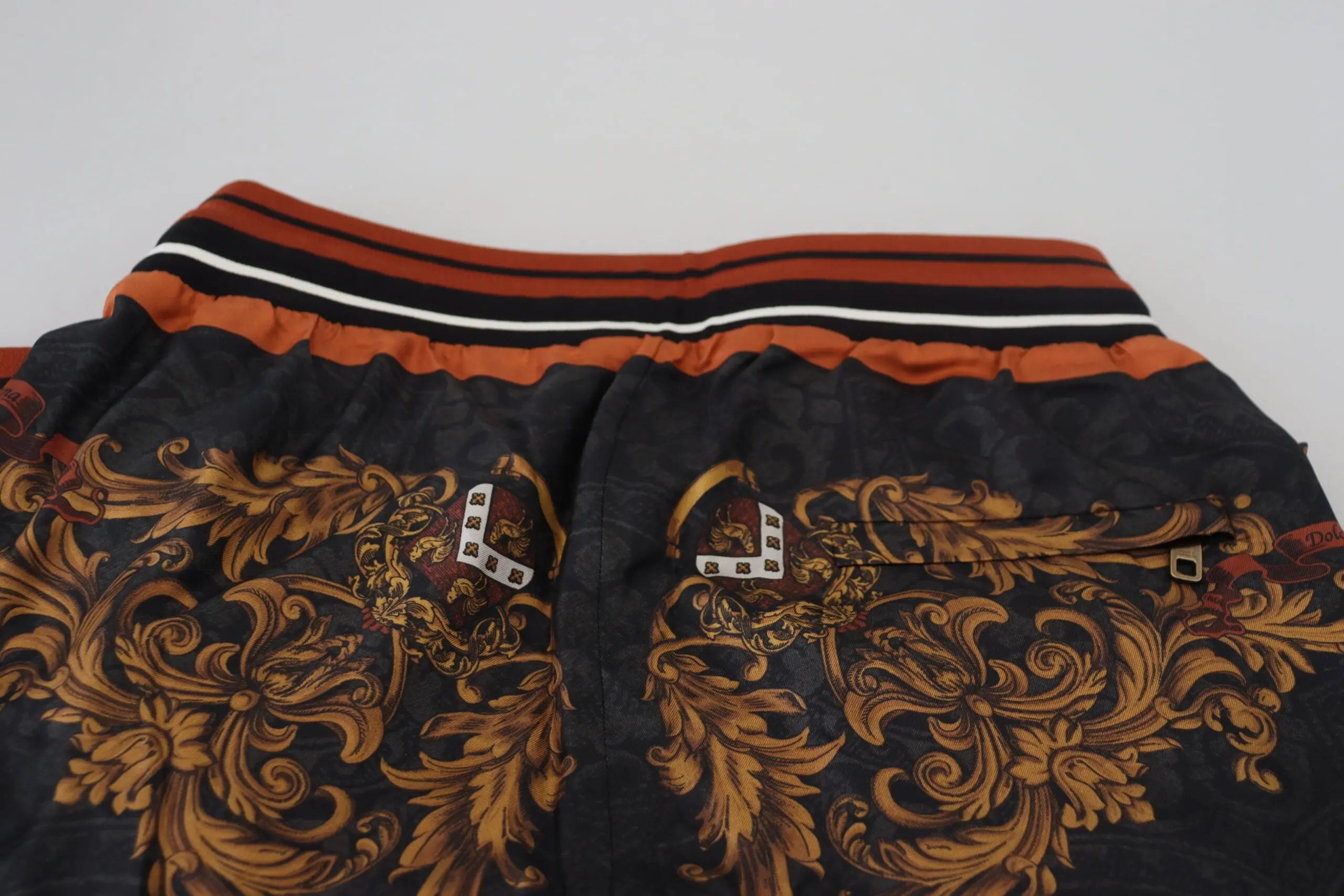 Gray Silk Baroque Crown Trousers Sport Pants Dolce & Gabbana