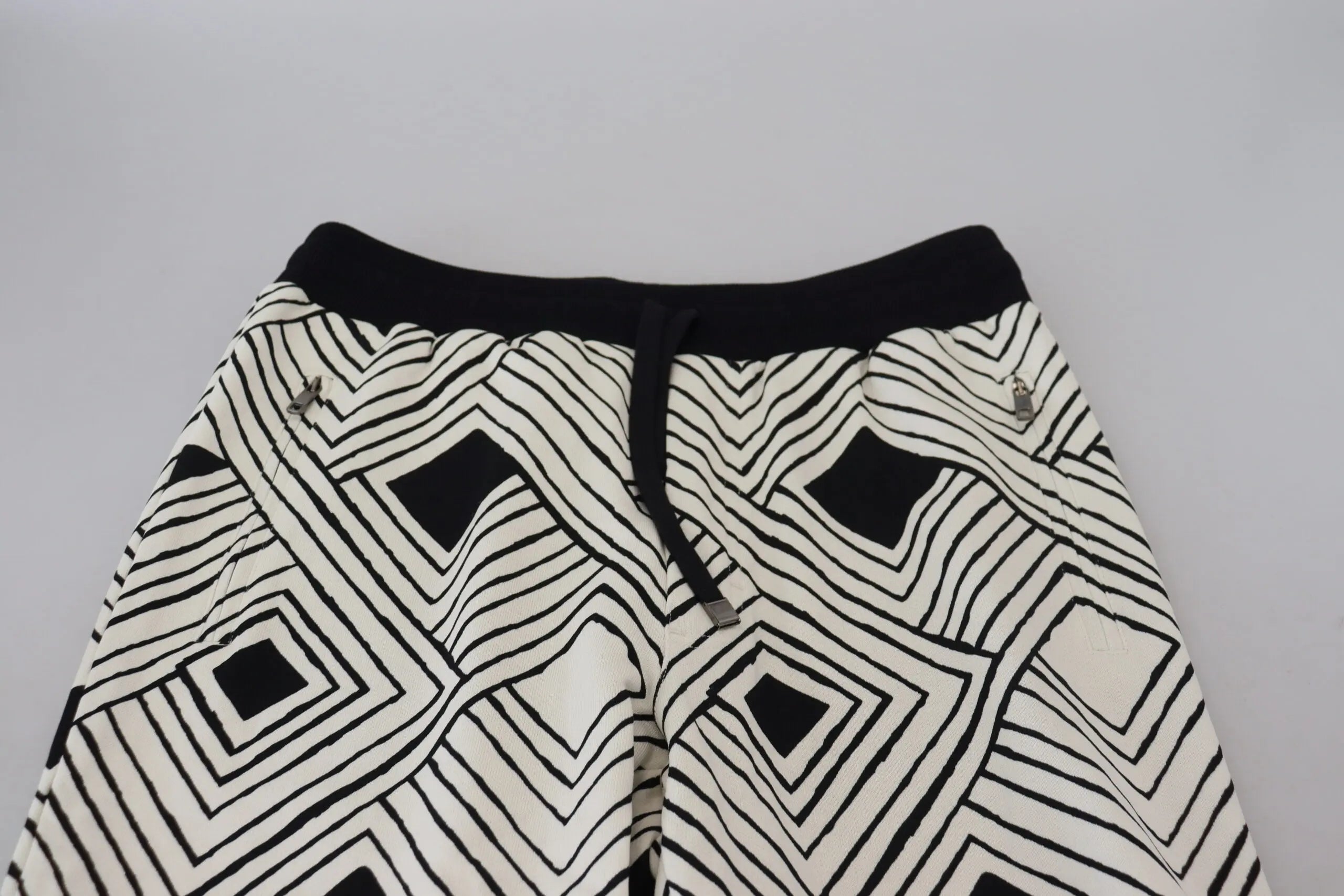 Black White Cotton Trousers Sport Pants Dolce & Gabbana