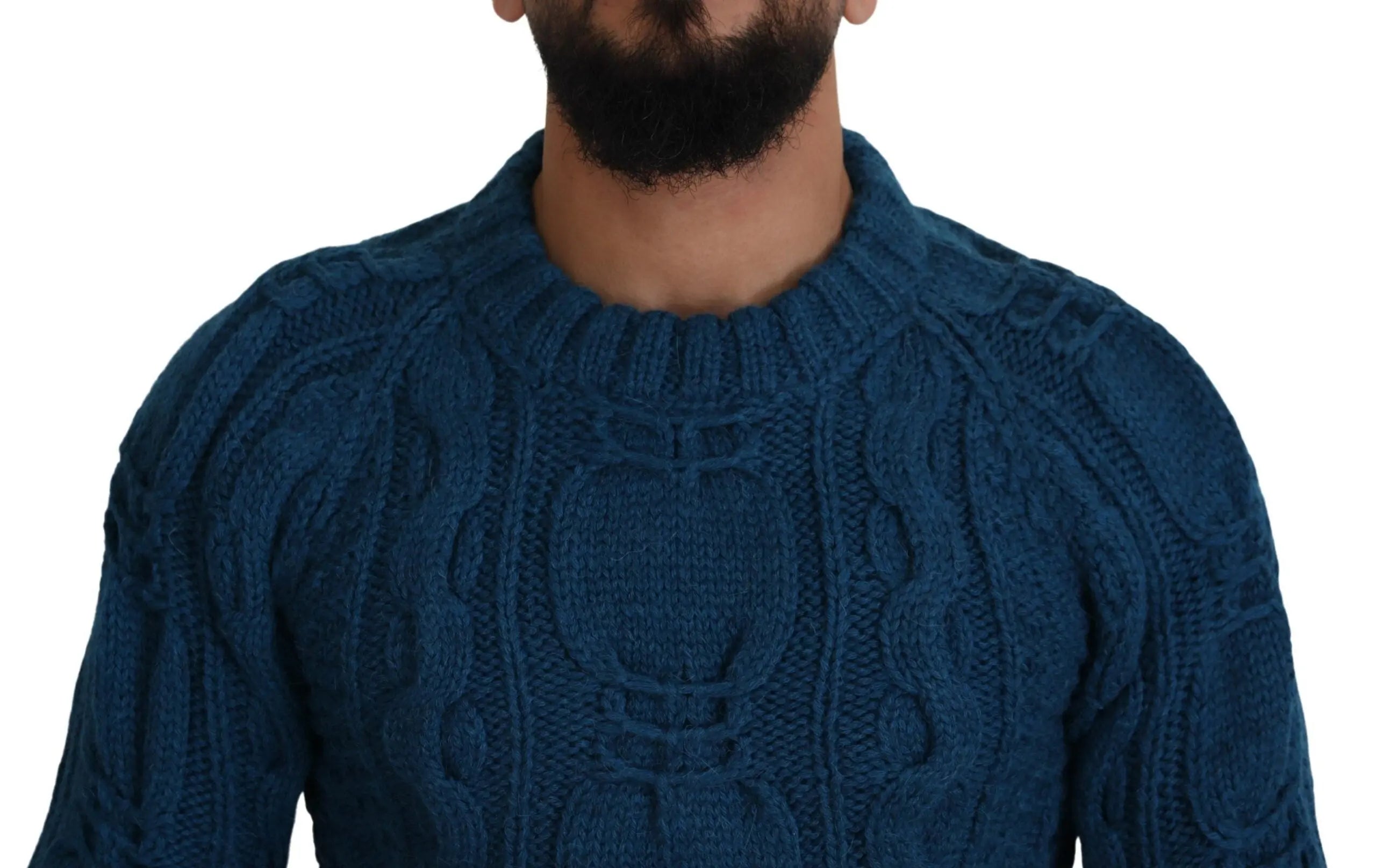 Blue Knitted Wool Alpaca Pullover Sweater Dolce & Gabbana
