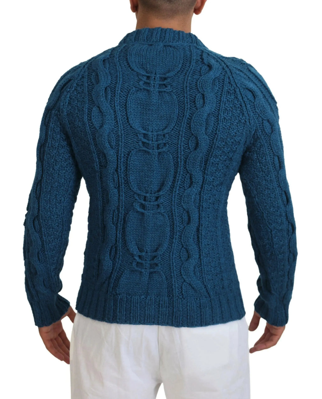 Blue Knitted Wool Alpaca Pullover Sweater Dolce & Gabbana