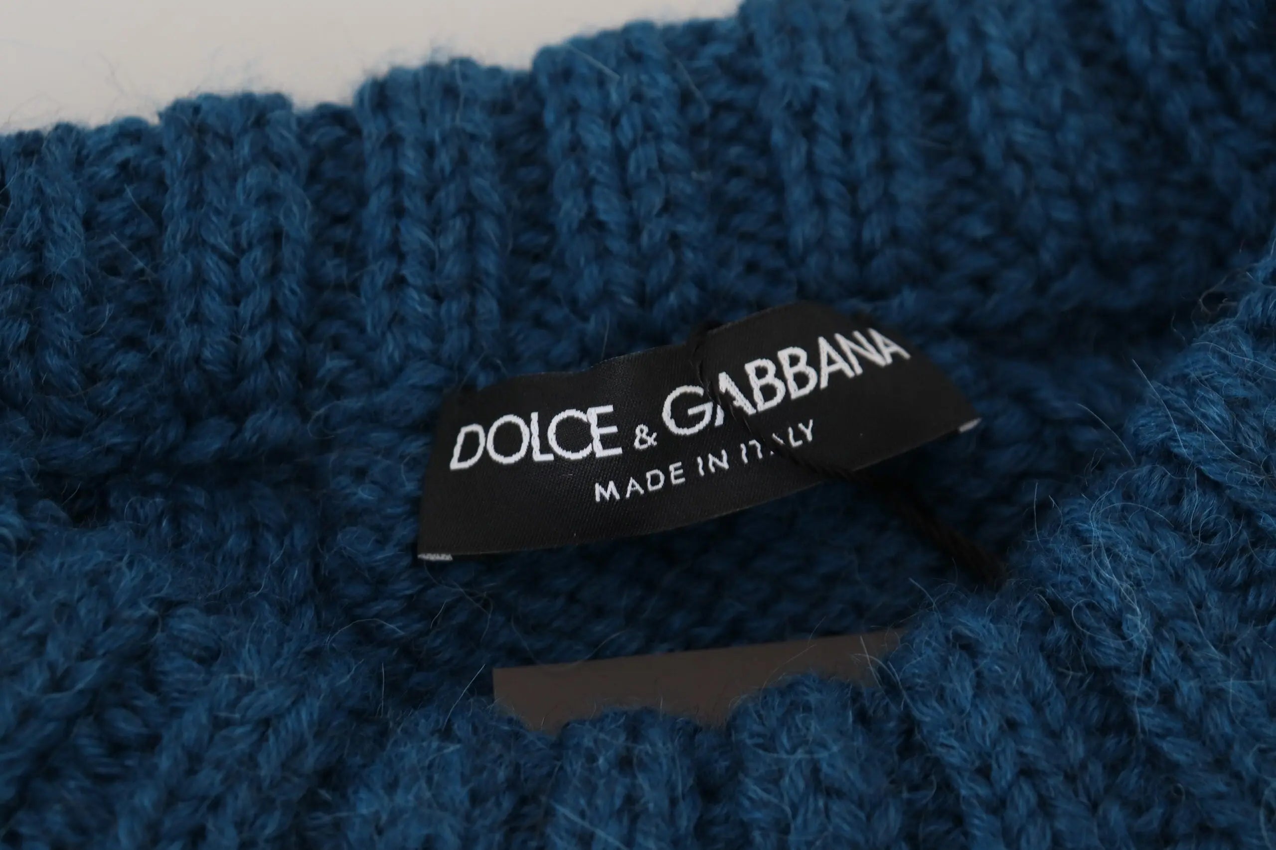 Blue Knitted Wool Alpaca Pullover Sweater Dolce & Gabbana