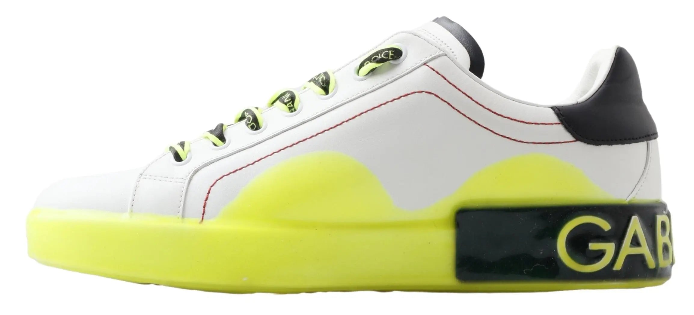 White Yellow Portofino Leather Sneakers Shoes Dolce & Gabbana