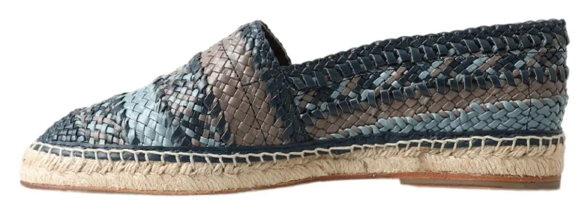 Blue Gray Leather Buffalo Espadrille Shoes Dolce & Gabbana