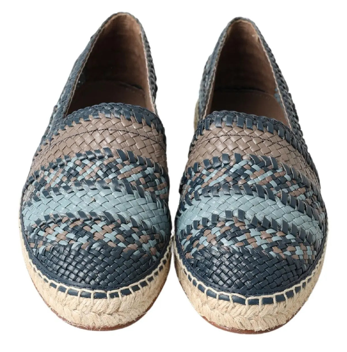 Blue Gray Leather Buffalo Espadrille Shoes Dolce & Gabbana