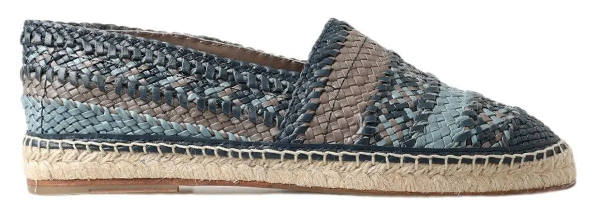 Blue Gray Leather Buffalo Espadrille Shoes Dolce & Gabbana