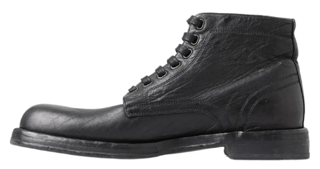 Black Horse Leather Perugino Boots Dolce & Gabbana