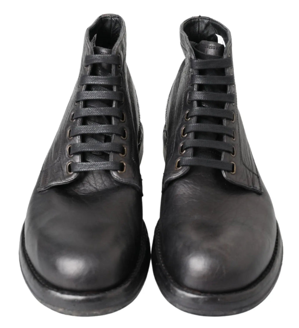 Black Horse Leather Perugino Boots Dolce & Gabbana