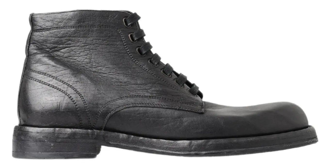 Black Horse Leather Perugino Boots Dolce & Gabbana